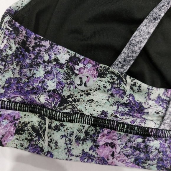 Lululemon Energy Bra (Nulux) Vivid Vision Multi Black Size 6 - Picture 5 of 7